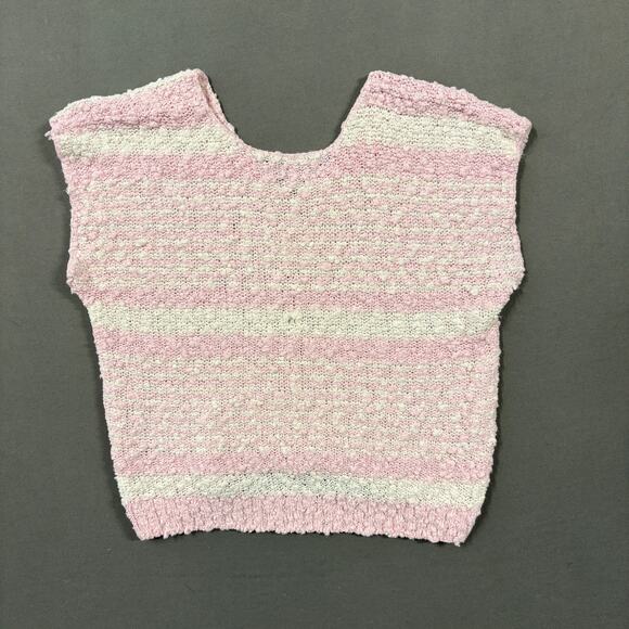 Junior Connection by Mervyn’s Pink Striped Bouclé Knit Top Size Large - Picture 2 of 10